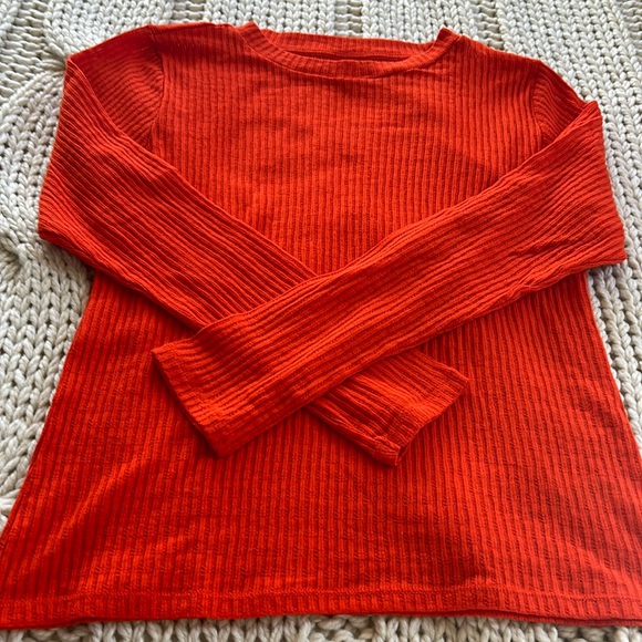 Pilcro Sweaters - Poppy red crew neck ribbed sweater